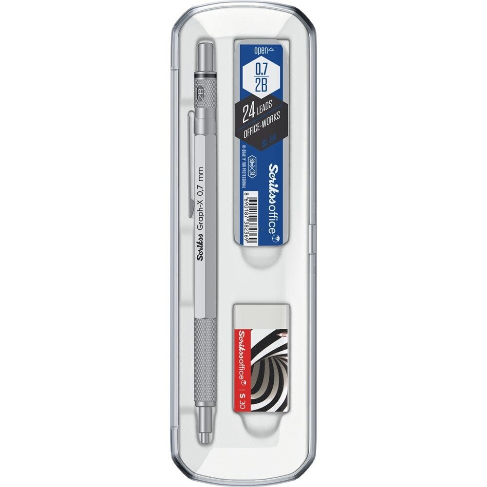 Graph-X 3'lü Set Mekanik Kurşun Kalem 0.7 mm Saten Gri