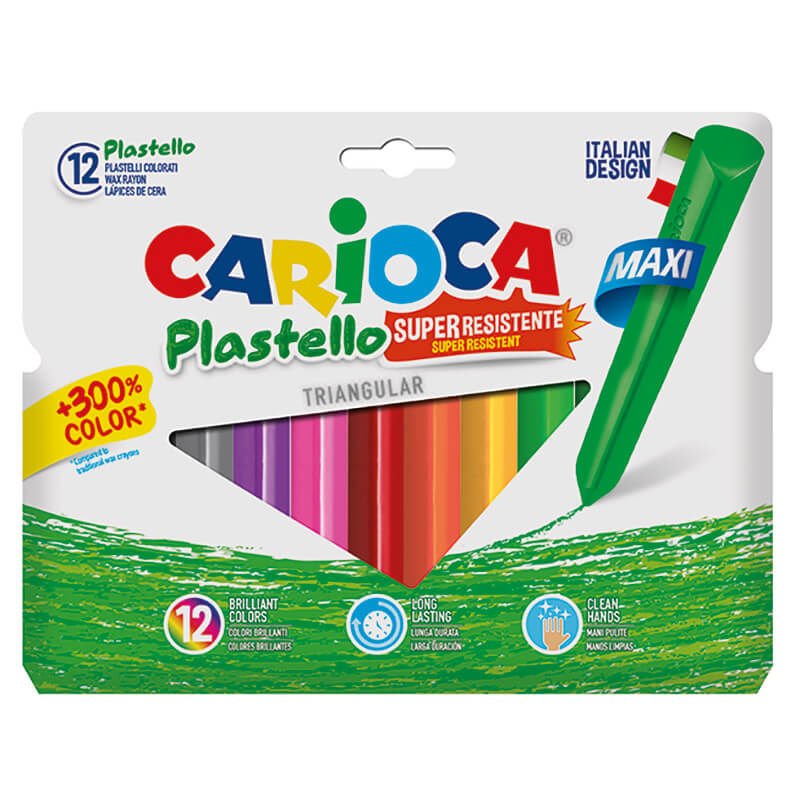 PLASTELLO JUMBO ÜÇGEN ELLERİ KİRLETMEYEN YIKANABİLİR PASTEL BOYA KALEMİ 12'Lİ