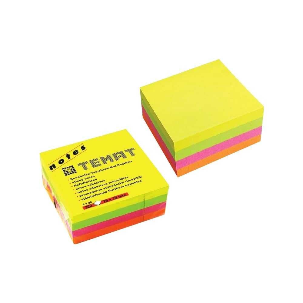 TEMAT 328745 75X75MM KÜP NOT KAĞIDI FOSFORLU RENK