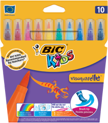 BİC  VISA FIRÇA UÇ KEÇELİ BOYA KALEMİ 10 RENK