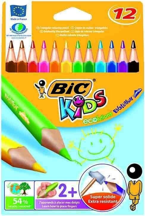 BİC  EVOLUTİON ÜÇGEN JUMBO KURU BOYA 12 RENK