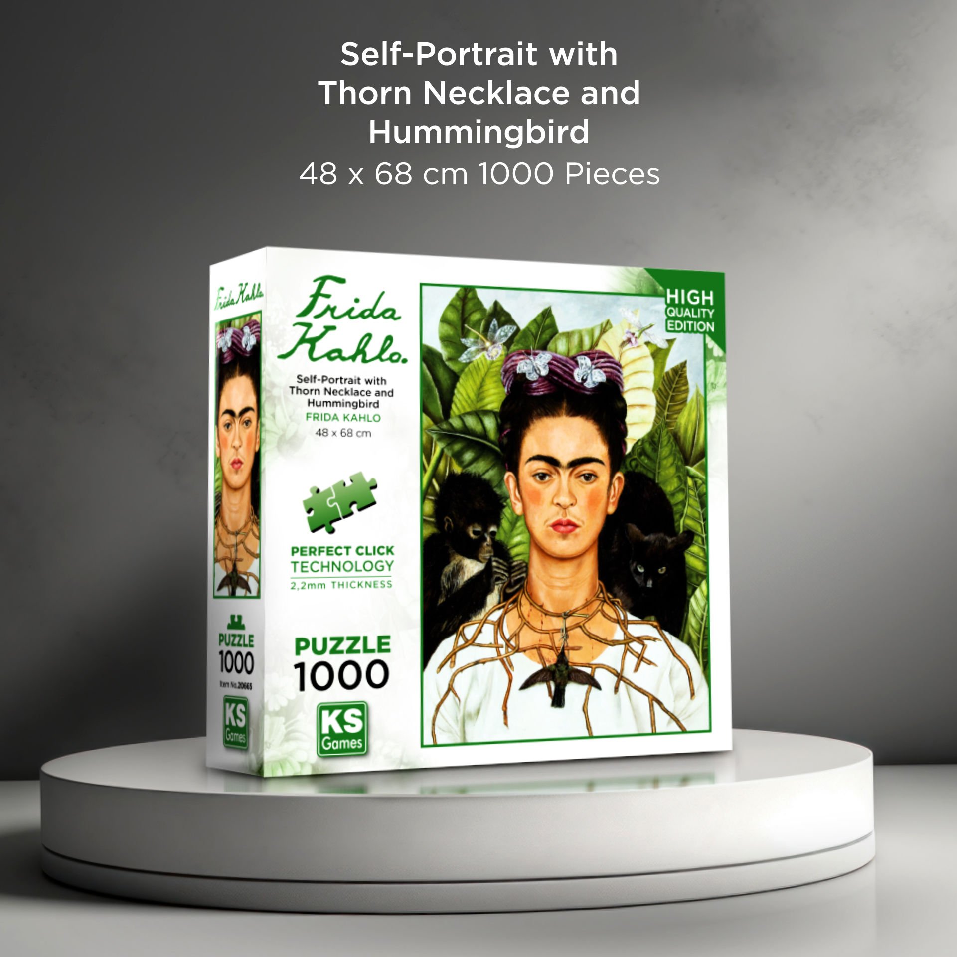 Self-Portrait with Thorn Necklace and Hummingbird ( diken kolye ve sinek kuşu ile otoportre ) puzzle 1000 parça