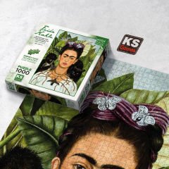 Self-Portrait with Thorn Necklace and Hummingbird ( diken kolye ve sinek kuşu ile otoportre ) puzzle 1000 parça
