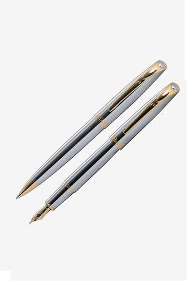 Steelpen Truva Serisi  Krom Dolma Kalem+Tükenmez Kalem