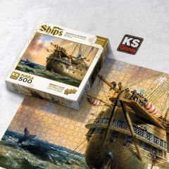HMS Agamemnon in Atlantic puzzle 500 parça