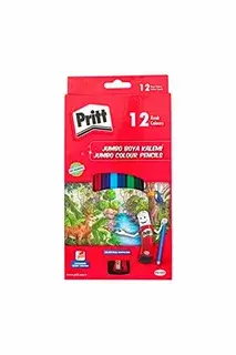 Pritt---Jumbo Üçgen Boya Kalemi - 12 Renk - Karton Kutu