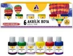ADEL Akrilik Simli ,Klasik Renkler, 6x25ml